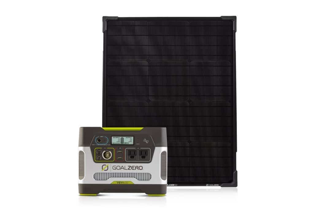 A Yeti 150 solar generator and Boulder 50 in a solar panel kit