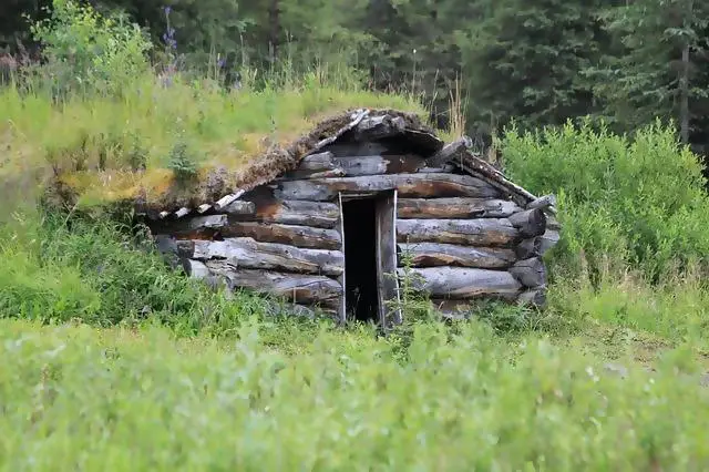 Image of small log cabin