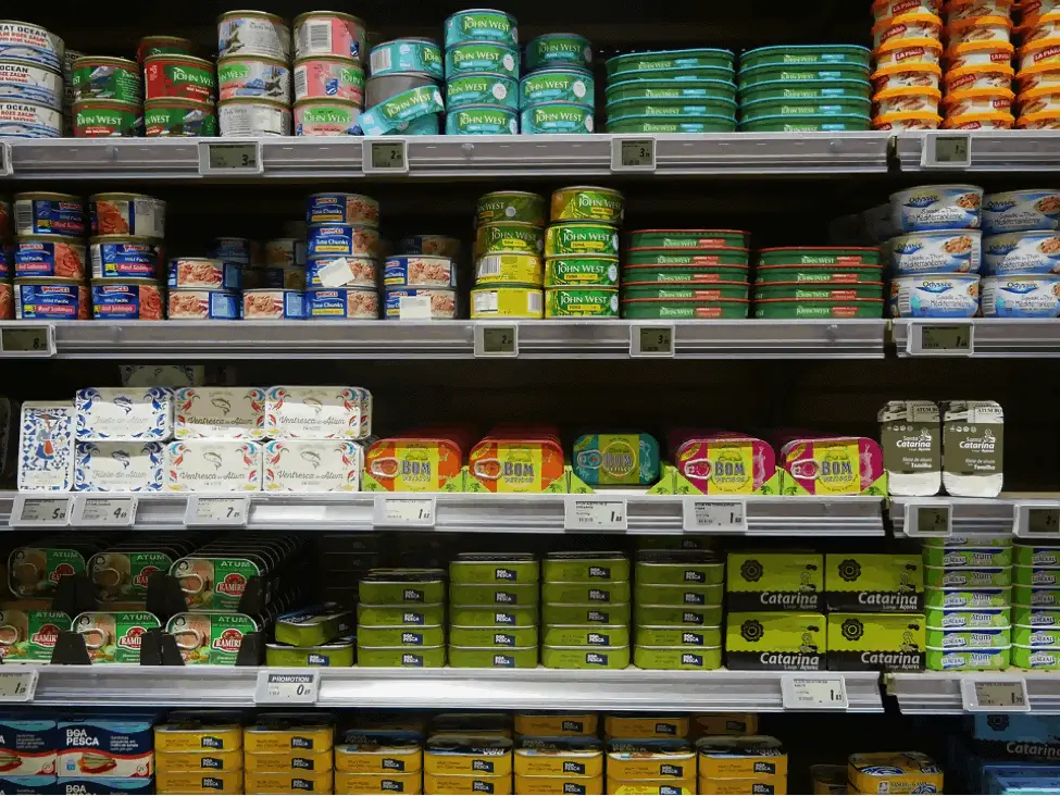 Image of canned fish on shelf