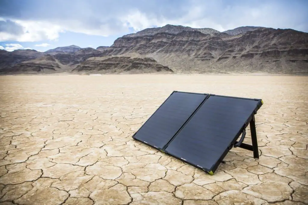 Boulder 100 folding solar panel on desert floor