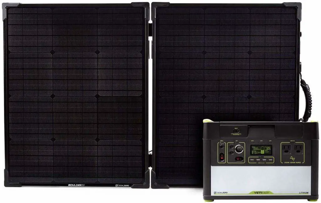 Boulder 200 briefcase solar panel with Yeti 1400 generator