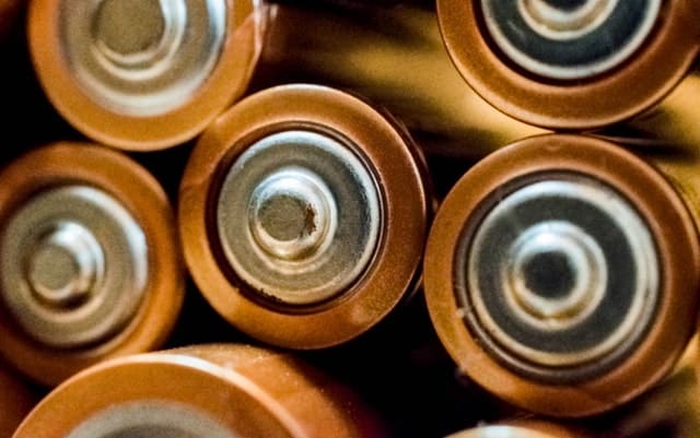 AA batteries close up