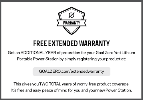 Goal Zero extended warranty