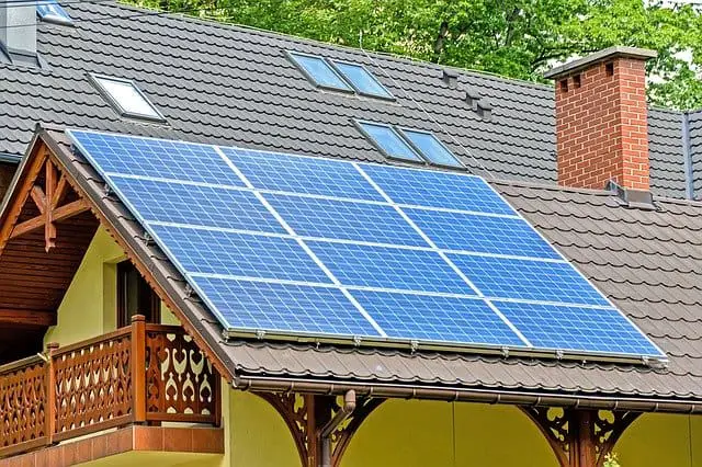 Solar panels on top of roof