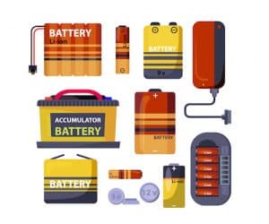 Multiple animations of different styles of batteries