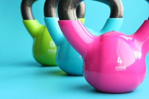 kettle bells in different colors