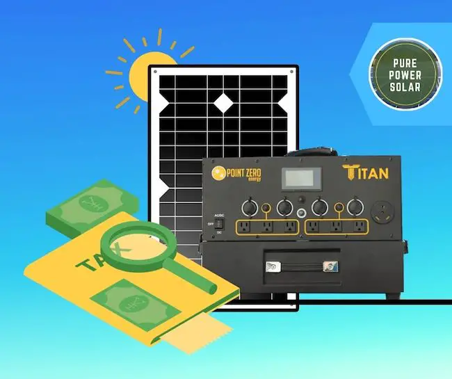 solar generator with tax documentation with Pure Power Solar logo