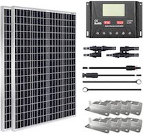 HQST 200W 12V Monocrystalline Solar Panel Kit w/ 30A PWM LCD Solar Charge Controller