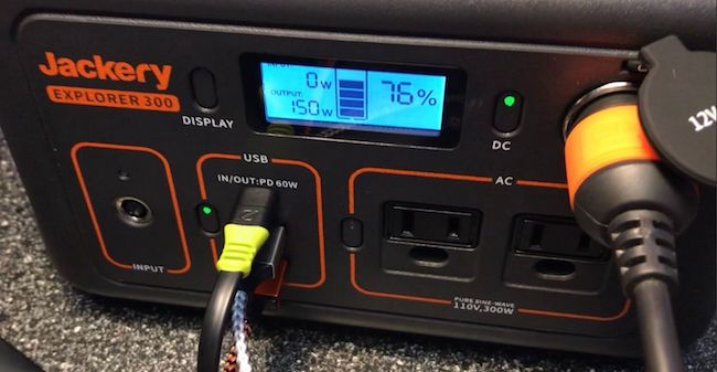 Jackery 300 USB and car port DC output testing