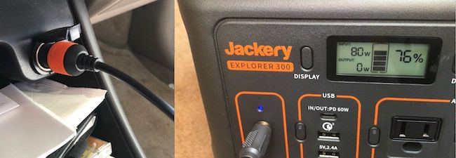 Jackery 300 car charging