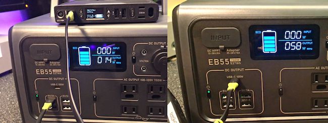 USB output testing results on the EB55