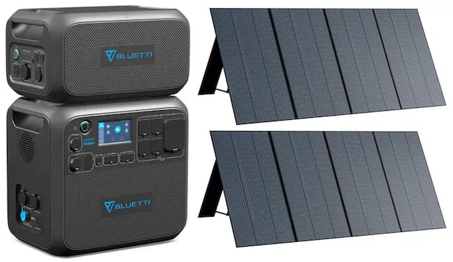 Bluetti AC200MAX with B230 battery and two PV350 solar panels