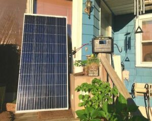 BougeRV 180W solar panel on porch