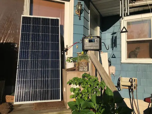 BougeRV 180W solar panel charging EcoFlow River on my porch