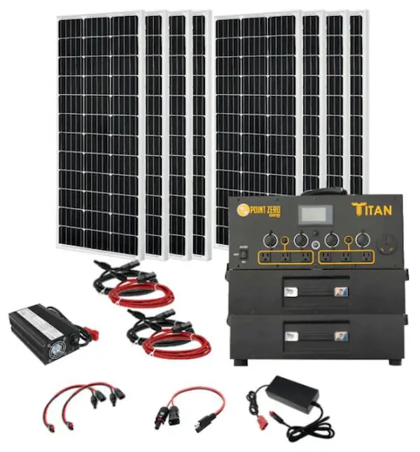Point Zero Energy Titan Solar Generator + 8 x 200 Watt Solar Panels