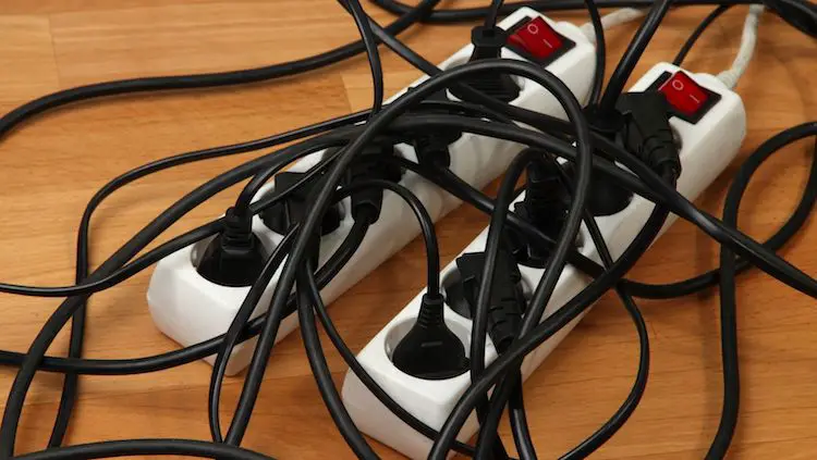 Power cords overload in power strip